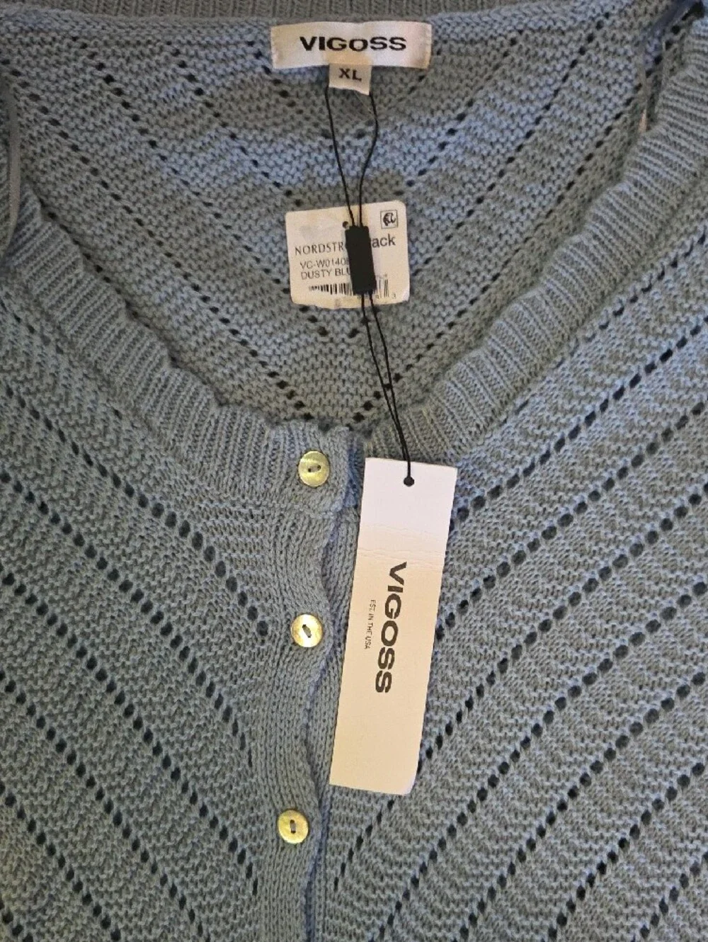 Vigoss Light Blue Knit Button-Front Crop Top